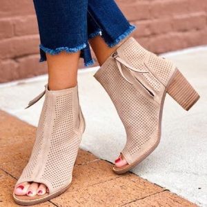 TOMS Suede Open-Toe Booties